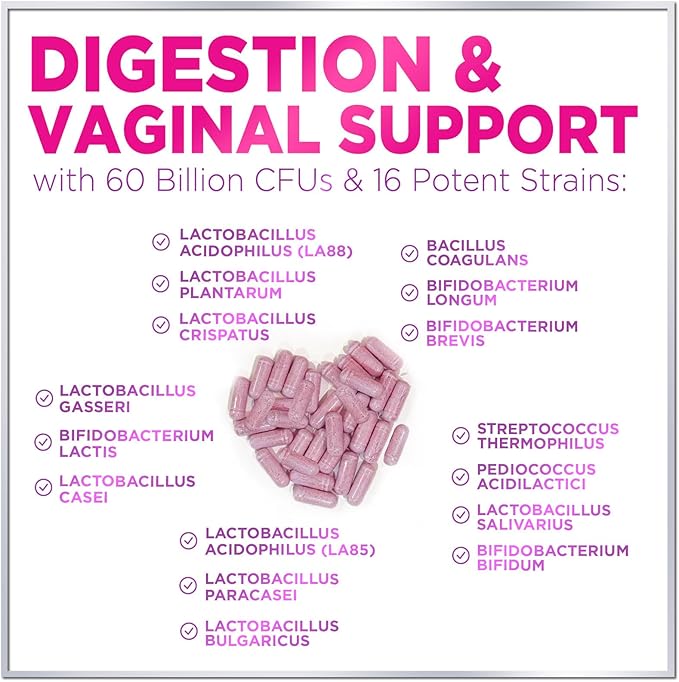 Probiotics for Women - 60 Billion CFU & 16 Strains for pH Balance, Vaginal & Digestive Support, Women's Probiotic with Cranberry for Gut Health, Urinary & Immune Support, Shelf Stable - 120 Capsules