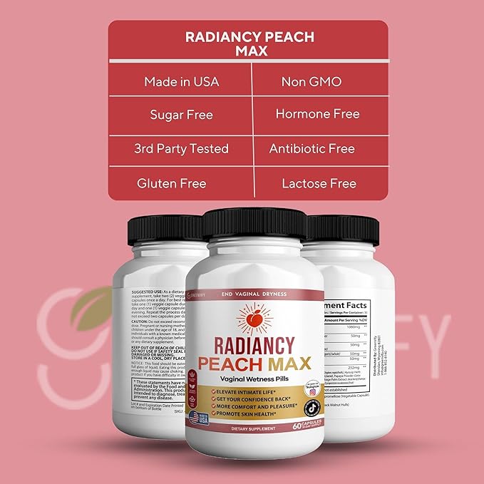 Radiancy Peach Max Vaginal Wellness Supplement, 60 Capsules, 30 Day Supply (5)