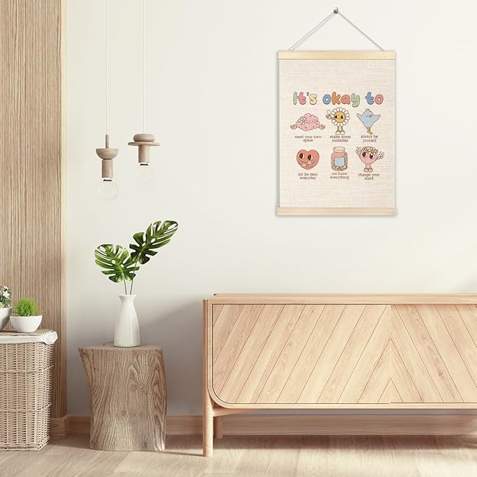 Ecezatik It's Okay to Feel Mental Health Poster Hanger Frame, Mental Health Awareness Wall Decor for Classroom Nursery Kids Room Playroom School Counselor Office Therapy Office, 12x16 Inches