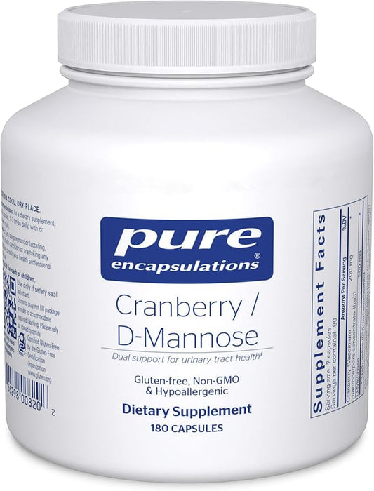 Pure Encapsulations Cranberry D-Mannose - Supports Urinary Tract Health* - with Cranberry Fruit Solids - Vegan & Non-GMO Dietary Supplement - 180 Capsules