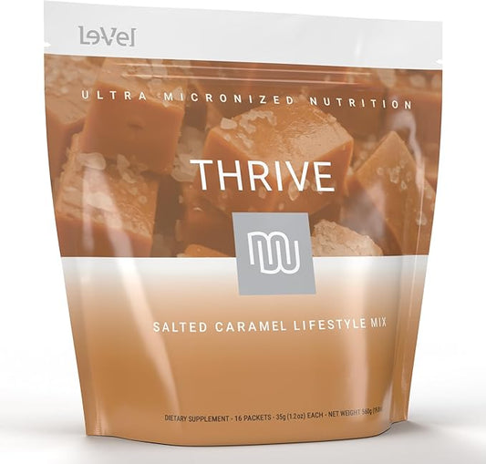 Thrive Protein Shake | 16 Packets (35g Each) | Gluten-Free, Pea Protein, Probiotics, Fiber & Digestive Enzymes | Supports Lean Muscle (16 Packets (Single Servings), Salted Caramel)
