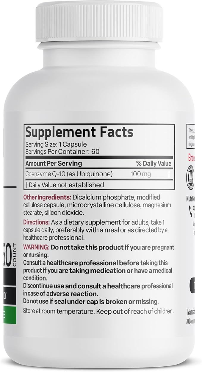 Bronson CoQ10 100 MG High Potency Cellular Energy Production, 60 Vegetarian Capsules