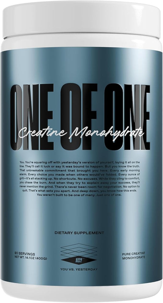 ONE of ONE Creatine Monohydrate Powder – Pure Micronized Creatine for Muscle Growth, Strength & Recovery – Unflavored, No Fillers, Keto & Vegan-Friendly – Unflavored, 80 Servings
