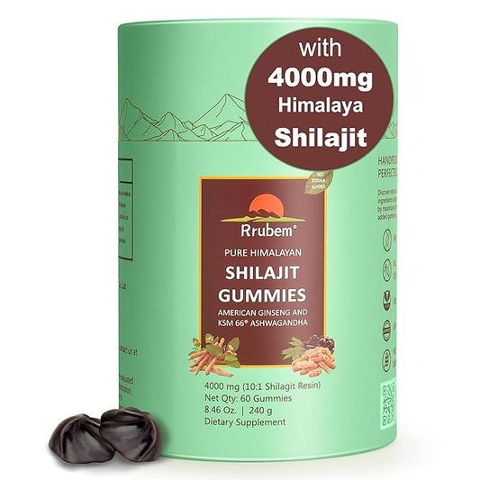 Shilajit Gummies for Men and Women I 4000mg Pure Himalayan Shilajit I 75%+ Fulvic Acid I Ashwagandha and 6+ Natural Ingredients I Non-GMO and No Added Sugar I 60 Count - BlackBerry Flavor