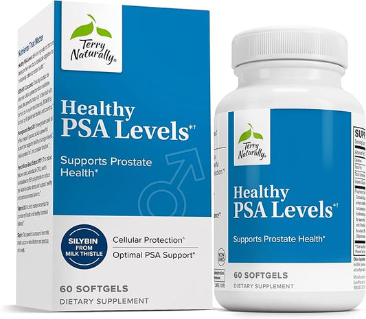 Terry Naturally Healthy PSA Levels - Dietary Supplement for Healthy Prostate & Hormone Balance Support - Herbal Supplement with Curcumin, Turmeric Essential Oil & Grape Seed Extract - 60 Softgels