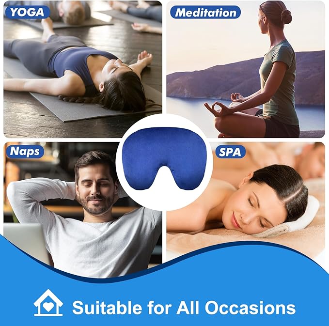 Atsuwell Sinus Mask, Warm Cold Compress Eye Mask for Dry Eyes, Weighted Eye Pillow Microwavable Face Heating Pad for Soothing Sinus Pressure and Relaxation, Blue