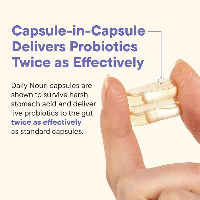 Daily Nouri Menopause Probiotic | Supports Hormonal Balance, Estrogen, Hot Flashes, Night Sweats, Bloating & Gut Health | 3 Clinically Studied Strains + Resveratrol & Vegan Omega Oil | 30-Day Supply