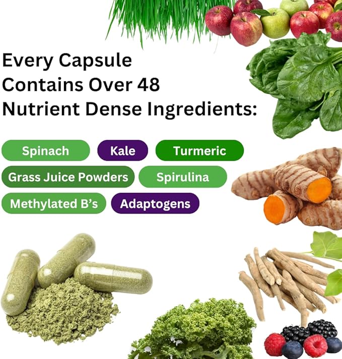 Paradise Herbs Earth's Blend Women's Once Daily Multivitamin with Iron, 48 Organic Superfoods, Probiotics, Antioxidants, Vitamins A, B12, C, D, K2, Daily Superfood, 30 Capsules