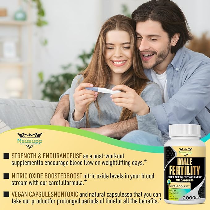 Fertility Supplements for Men, Male Prenatal Vitamins -Optimal Sperm Count, Motility and Strength, 2000MG Mens Fertility Supplements with Maca Root, Zin & Folate for Conception - Packs of 4