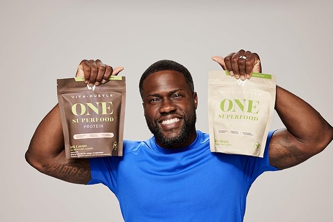 VitaHustle ONE Meal Replacement Shake - Plant Based Protein Powder by Kevin Hart - Vegan, Meal Replacement Powder with Superfoods, Vitamins, Adaptogens & Probiotics - Chocolate and Vanilla Flavor, 30 Servings