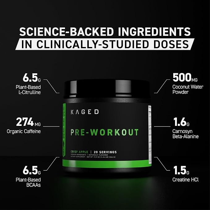 Kaged Original Pre Workout Powder | Berry Blast | Pre-Workout with Creatine, Beta Alanine, L-Citrulline, BCAAs | 274 mg Organic Caffeine | Pre Supplements for Men & Women | 20 Servings