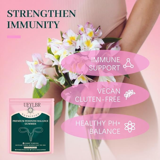 Vital Source Feminine Balance Gummies for Women, Hawaiian Pineapple Flavor, pH Balance Support, Gluten-Free Vegan Probiotic, 60 Count