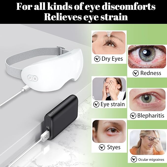 Smart Hot & Cold Steam Mask for 2 Adjustable Levels Dry Eye Relief Hydrating Mist with 3D Contour Fit 10-Minute Auto Timer Gentle Eye Massage