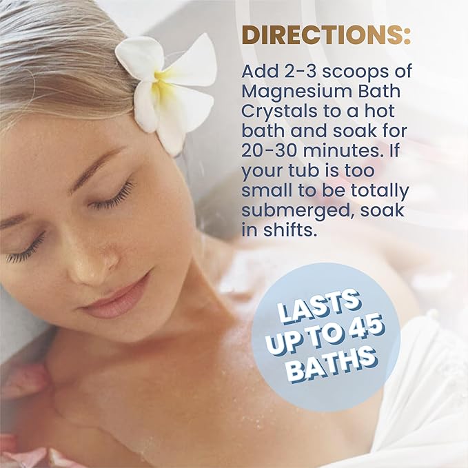 Health and Wisdom Magnesium Bath Salt - Magnesium Chloride Flakes for Bath Soak, 4X Epsom Salt Concentration, Unscented Formula, Dead Sea Sourced, Zero Additives - 224oz
