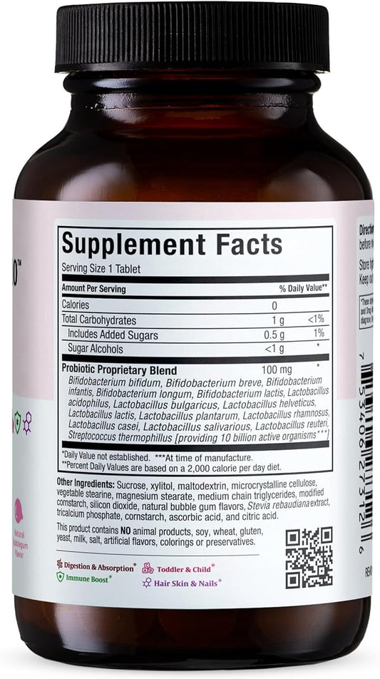 Maxi Health Active Pro-10 Kids Probiotic Chewables – 15 Strains for Digestive & Immune Health –10 Billion probiotic Blend- Dairy-Free, Kosher – Supports Gut Health, Vegetarian – 60 ct (Shelf Stable)