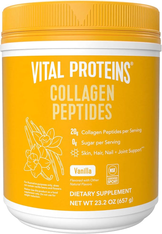 Vital Proteins Collagen Peptides Powder - Grass Fed Collagen Peptides for Hair, Nail, Skin, Bone & Joint Health, Vanilla, 23.2 Ounces