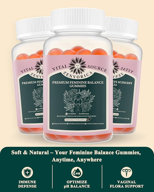Premium Feminine Balance Gummies for Women - Vital Hawaiian Pineapple pH Balance Probiotic Gummies for Source Odor and Flora Wellness, Immune Support, Vegan, 60 Count