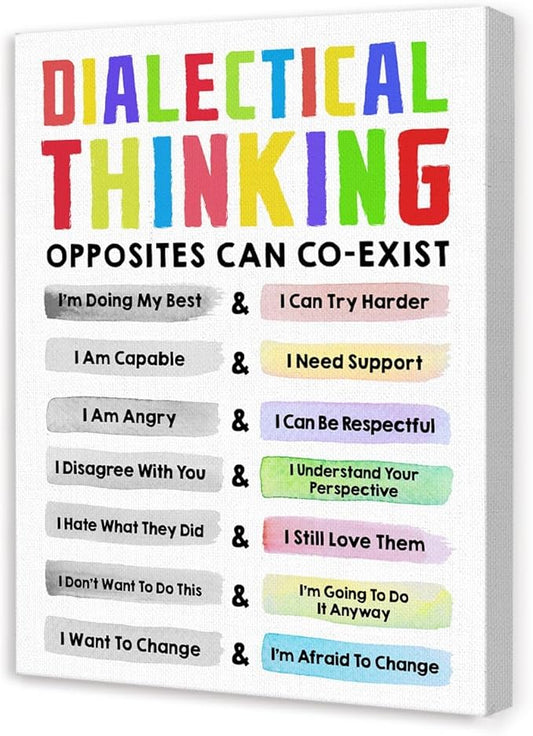 Mental Health Wall Decor,Dialectical Thinking Wall Art,Therapy Office Wall Decor,Inspirational Canvas Wall Art for Classroom Psychologist Office Home