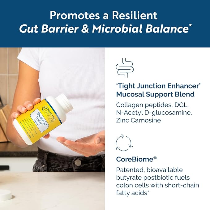 Researched Nutritionals RenewGut Thrive - Gut Health Supplements with Pasteurized Akkermansia Muciniphila & Tributyrin Postbiotics - Support A Healthy Gut Barrier & Immune Function (150 Capsules)