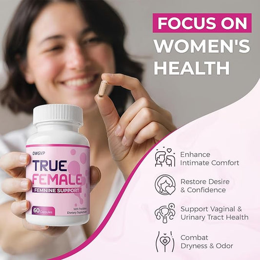 True Fem Capsules-Support PH Balance for Women, Feminine Probiotics Vitamin Capsules for Vaginal, Hormonal & Urinary Health, Natural Formula, Sugar Free, 60 Capsules
