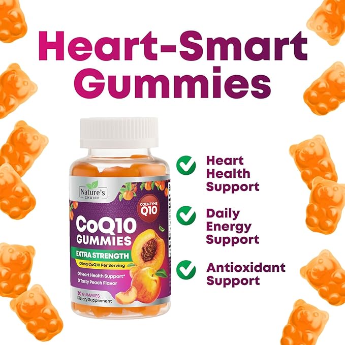 CoQ10 100mg Gummies - 3X Better Absorption, Antioxidant for Heart Health Support & Energy Production, Ultra Coenzyme Q10 Vitamins, Co q 10 Supplement, Dietary Supplement, Non-GMO - 30 CoQ10 Gummies