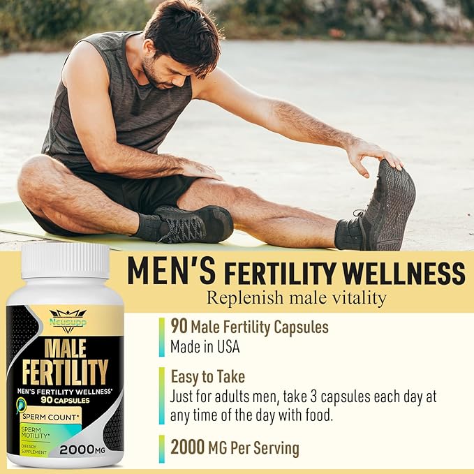 Fertility Supplements for Men, Male Prenatal Vitamins -Optimal Sperm Count, Motility and Strength, 2000MG Mens Fertility Supplements with Maca Root, Zin & Folate for Conception - Packs of 4