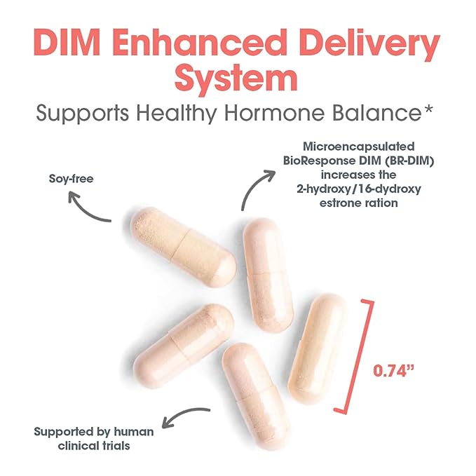 Allergy Research Group DIM Enhanced Delivery System - DIM Supplement for Women, Estrogen Supplement for Women and Men, Diindolylmethane for Hormone Balance, Menopause Support - 120 Vegetarian Capsules