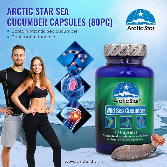 Arctic Star - Sea Cucumber Capsules - Natural Pure Iceland Atlantic Wild Caught Sea Cucumber Extract Supplement Pills - Joint Health t & Immune Health 400mg 80 Capsules/Bottle –北极星海参胶囊