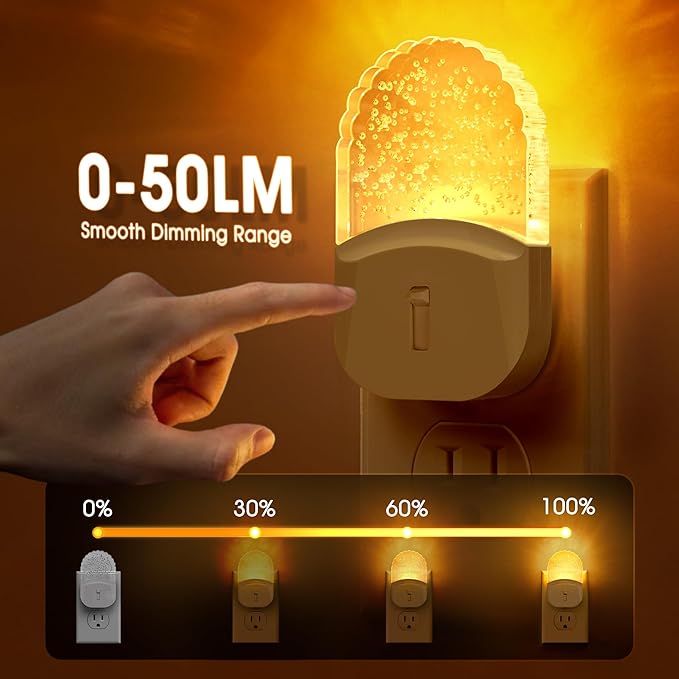 DORESshop Led Night Lights Plug into Wall, 4 Packs Amber Dimmable Dusk to Dawn Night Light for Bedroom, Kids Room, Bathroom