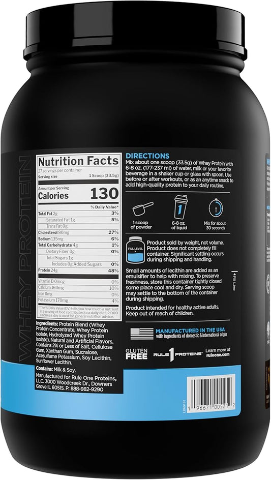 Rule 1 Whey Protein – 24g Fast-Acting Protein from All-Whey Sources with Naturally Occurring EAAs & BCAAs for Workout Recovery or Anytime Use (2 Pounds*, Campfire S'Mores)