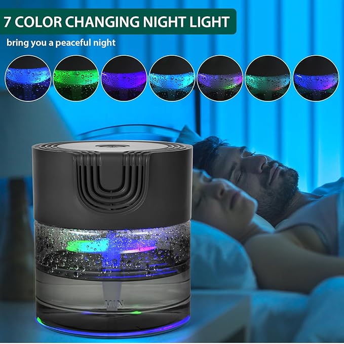 Water Air Purifiers for Home, Oxyvana Quiet Variable Speed Water Based Air Purifier with 7 Color Night Light, Air Washer Humidifier for Home, Bedroom, Office, Pet Odors