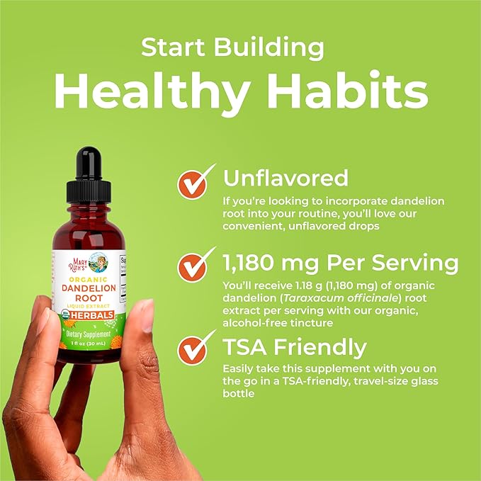 Organic Dandelion Root Extract by MaryRuth's | USDA Organic | Easy-to-Take | Liquid Dandelion Root Supplement | Herbal Extract | Vegan | Gluten Free | Sugar Free | Non-GMO | 30 Servings