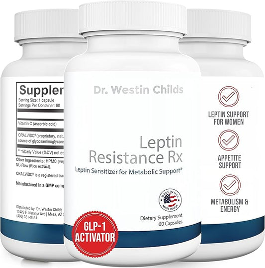 Dr. Westin Childs | Leptin Resistance Rx – Natural Leptin Sensitizer Support Supplement for Women for Thyroid, Metabolic Health, Vitality, Energy, Focus with Glycosaminoglycans, Vitamin C - 60 ct