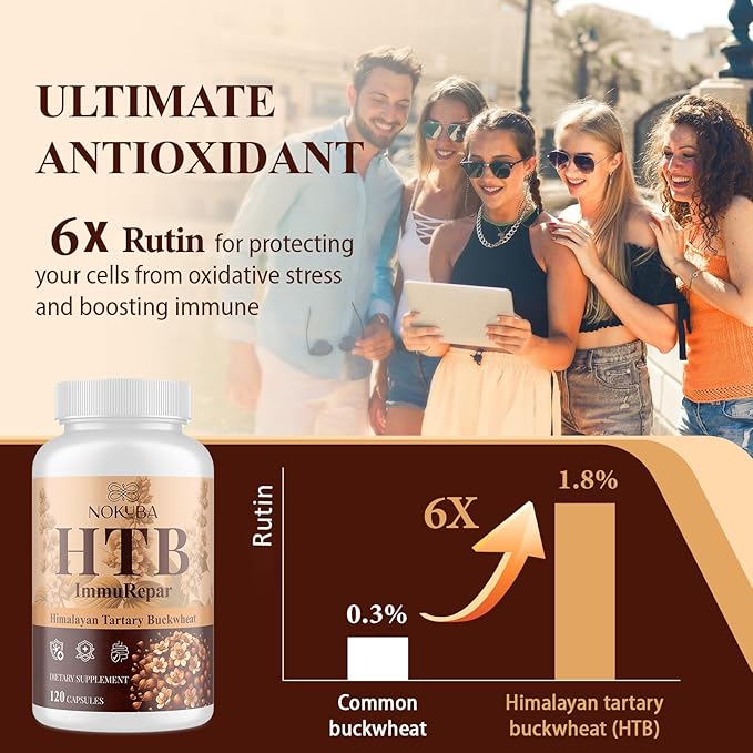 Himalayan Tartary Buckwheat Supplement with Quercetin, Zinc, Rutin, Vitamin C, D, Curcumin for Immune Support & Antioxidant & Gut Health - 240 Vegan Capsules