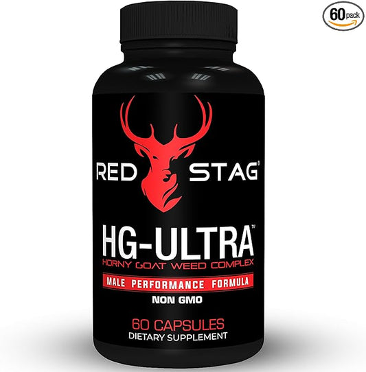 Red Stag Testosterone Booster Horny Goat Weed Complex with Maca Root Powder, Tribulus Terrestris, Saw Palmetto & Tongkat Ali Powder Male Enhancement - 60 Capsules