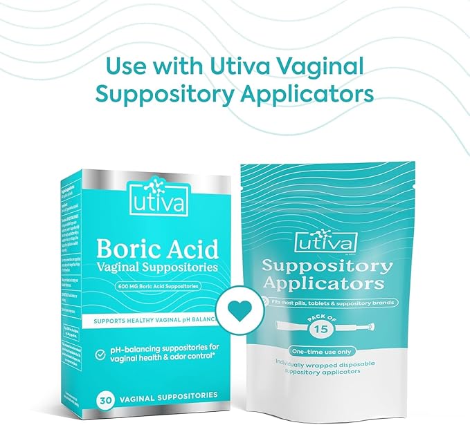 Szio+ Utiva Suppository Applicator for Women - Disposable Vaginal Suppository Applicators - Hygienic Individually Wrapped - Feminine Treatment, 15 Disposable Vaginal Inserts