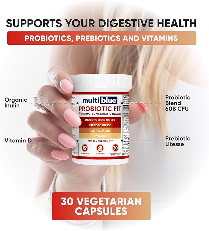 Probiotic Fit for Men & Women, Bifidobacterium Lactis B-420, Digestive & Gut Health, 60 Billion CFU, Prebiotic + Vitamin D3, 60 cnt