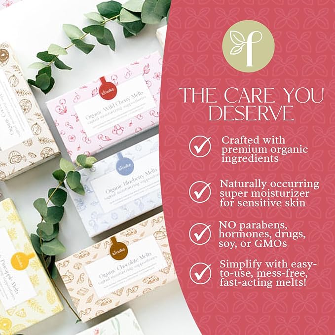 Femallay Organic Vaginal Moisturizing Suppository Melts - 100% Natural Suppositories for Vaginal Odor and Dryness Relief, Ultra-Hydrating Fast-Acting Comfort (Chocolate)