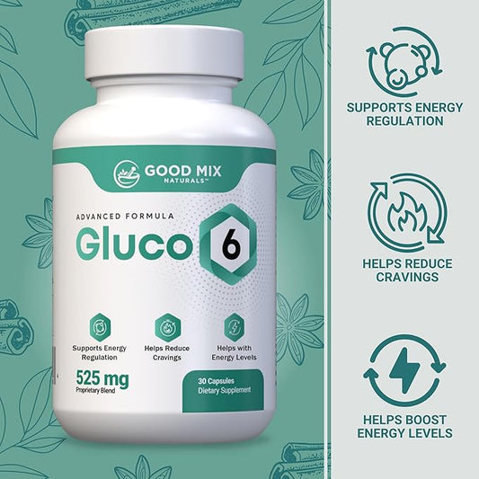 Gluco6 Herbal-Based Solution Supplement | 525mg 30 Powder Capsules - Plant Ingredients - Non GMO - Made in USA (30 Count (Pack of 3)