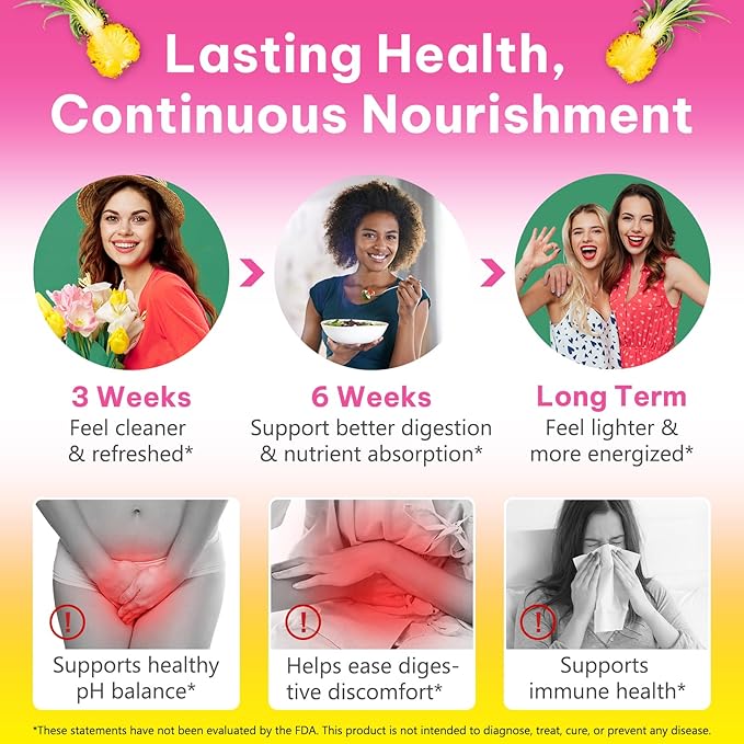 Vaginal Probiotics for Women, Premium Feminine Balance Gummies, Probiotic Gummies for Feminine Care & pH Balance, Supports Vaginal Flora System, Prebiotics & Lactobacillus Blend, 60 Gummies