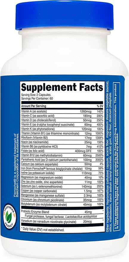 Nutricost Multivitamin with Probiotics 120 Vegetarian Capsules - Packed with Vitamins & Minerals