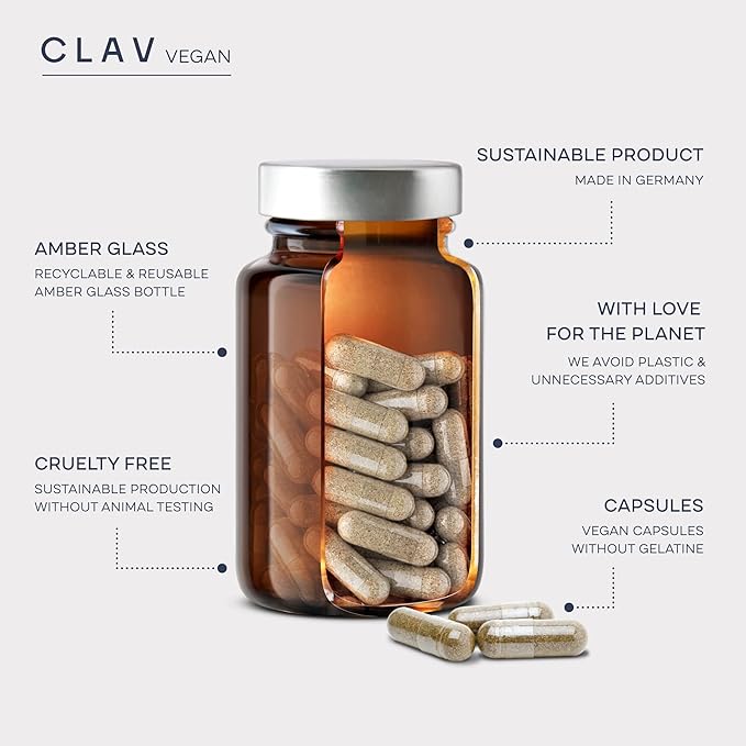 CLAV Pomegranate Extract - 1000mg Daily Dose - 40% Ellagic Acid - Vegan Pomegranate Supplement - Heart & Joint Support - 60 Capsules - Made in Germany