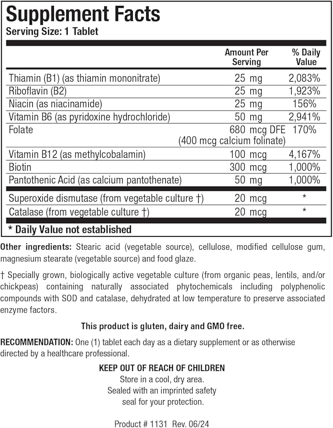 Biotics Research Bio B Complex High Potency B-Complex with Folate and Vitamins B2, B6 and B12 for Energy Production, Supports Cardiovascular Function, metabolic Pathways, Brain Health 90 Tabs