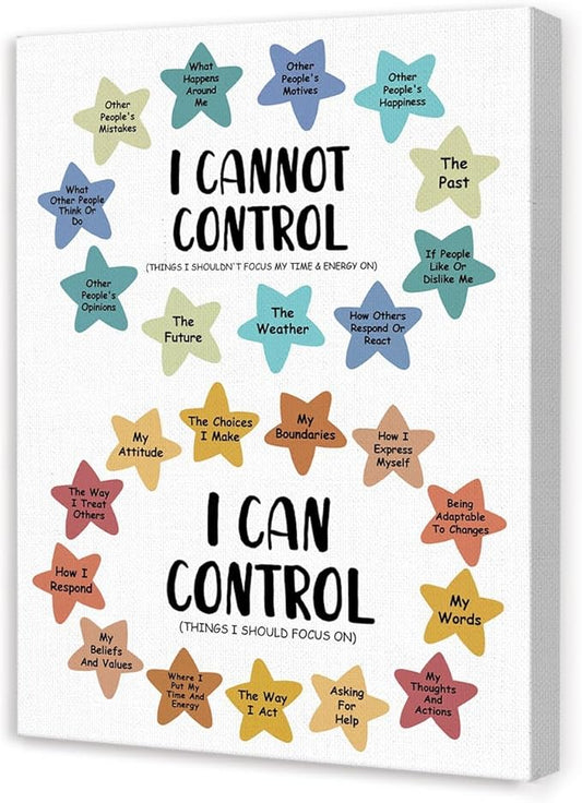 Mental Health Wall Decor,I Can Control Wall Art,Therapy Office Wall Decor,Inspirational Canvas Wall Art for Classroom Psychologist Office Home