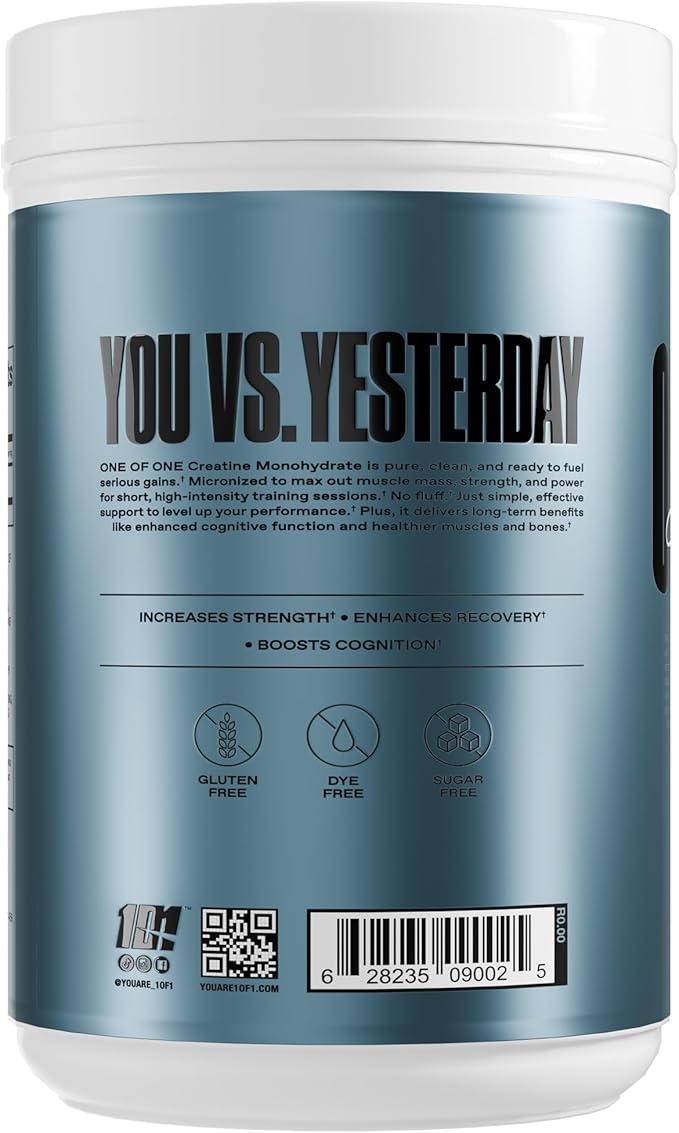 ONE of ONE Creatine Monohydrate Powder – Pure Micronized Creatine for Muscle Growth, Strength & Recovery – Unflavored, No Fillers, Keto & Vegan-Friendly – Unflavored, 200 Servings