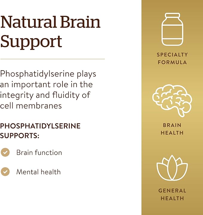 Solgar Phosphatidyl-Serine 200 mg, 60 Softgels - Premium Brain Health Supplement, Supports a Healthy Mind & Cognitive Function - Gluten Free, Dairy Free - 60 Servings