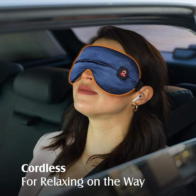 YFONG Cordless Heated Eye Mask for Dry Eyes, Warm Eye Compress for Stye, Blepharitis, Chalazion, MGD, Washable Heating Eye Mask for Sleeping, Travel, Office Nap, Perfect Light Blocking (Blue)