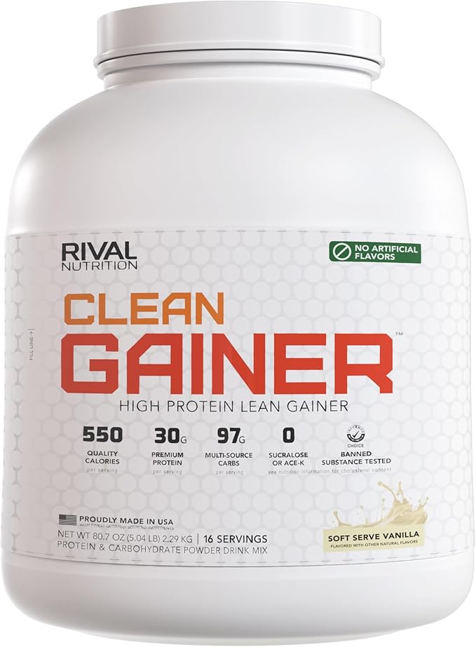 RIVAL NUTRITION Naturally Flavored Clean Gainer (5 lb, Soft Serve Vanilla)
