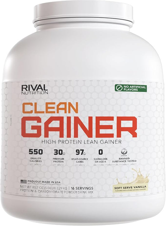 RIVAL NUTRITION Naturally Flavored Clean Gainer (5 lb, Soft Serve Vanilla)