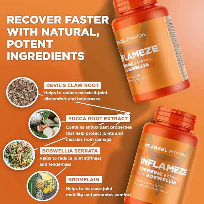 Mt. Angel Vitamins - InFlamEze, Boswellia, Curcumin, Quercetin, Bromelain (60 Vegetarian Capsules)